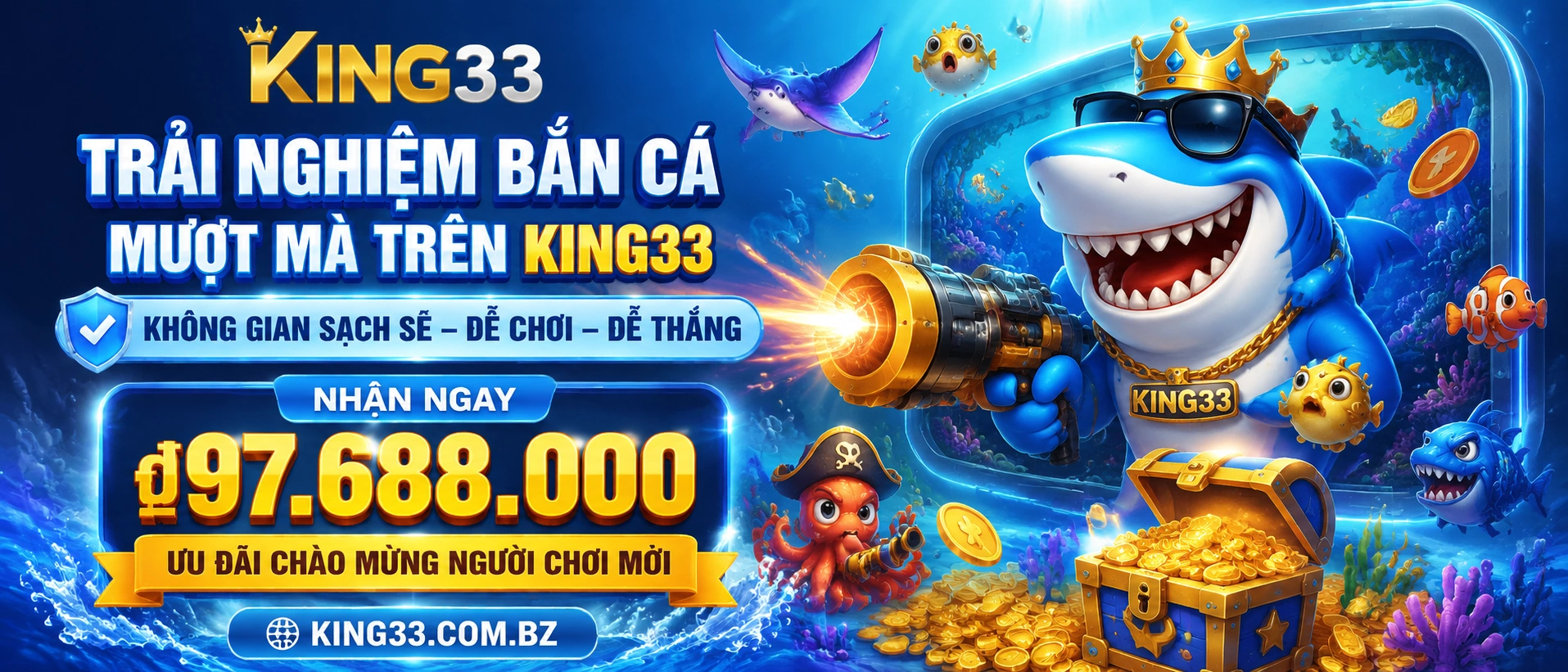 Game Bắn Cá Đại Dương chủ đề biển xanh với hiệu ứng 3D