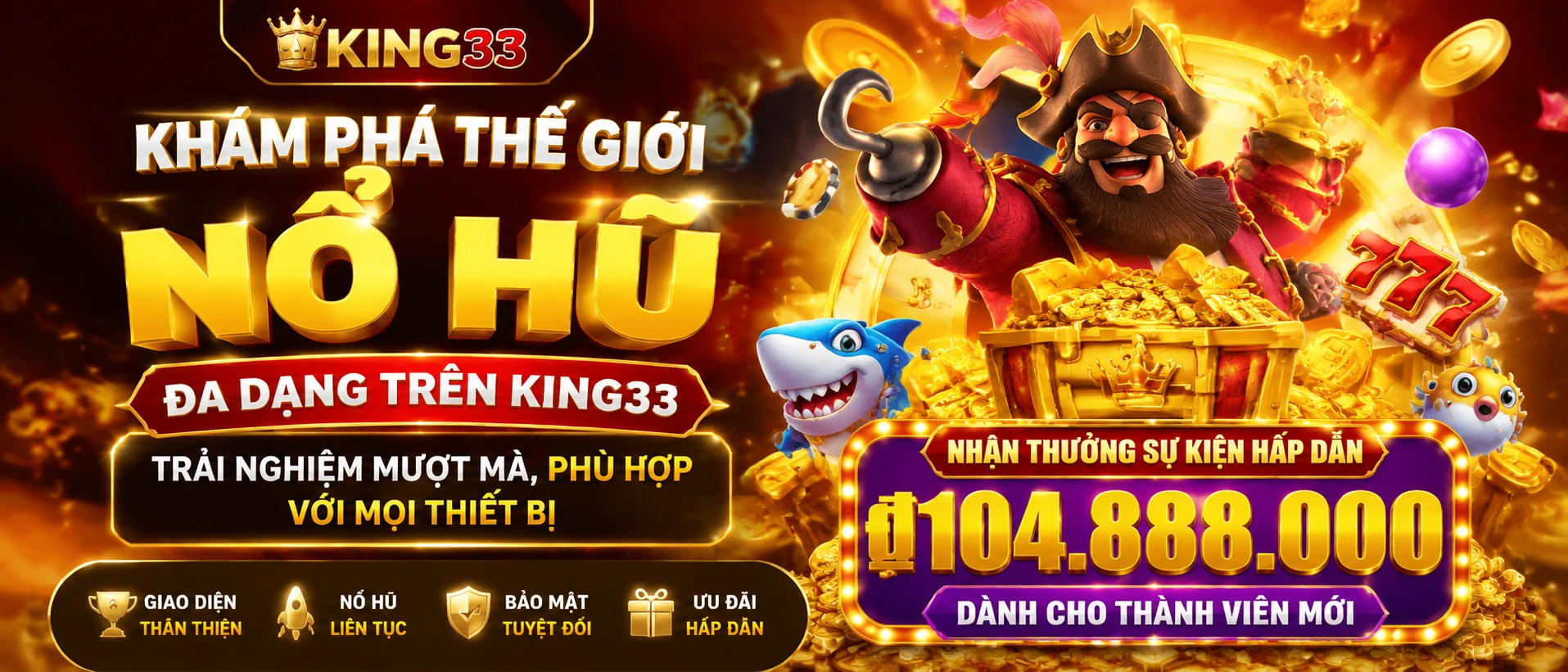 Giao diện danh mục Nổ Hũ trên king33.com.bz
