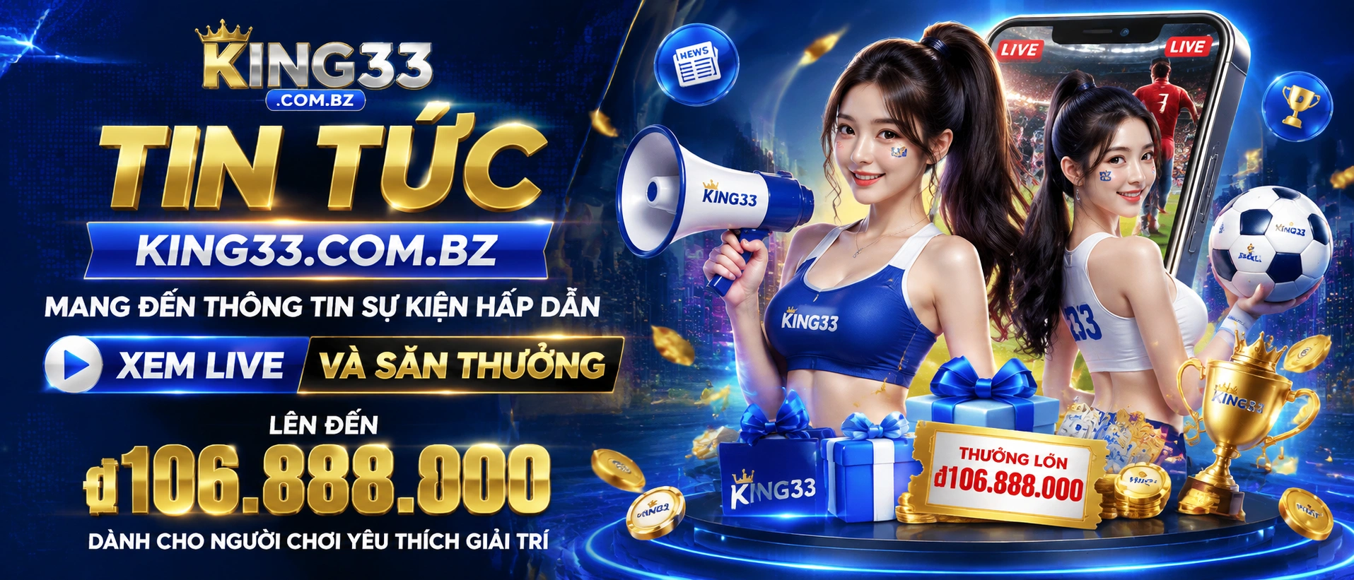 Bố cục tin tức và khuyến mãi được hiển thị rõ trên giao diện di động